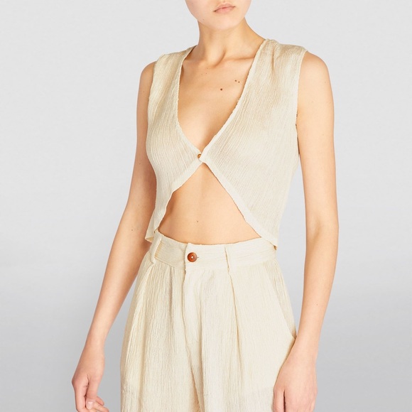 Savannah Morrow Tops - SAVANNAH MORROW Zuma Crop Top Cream